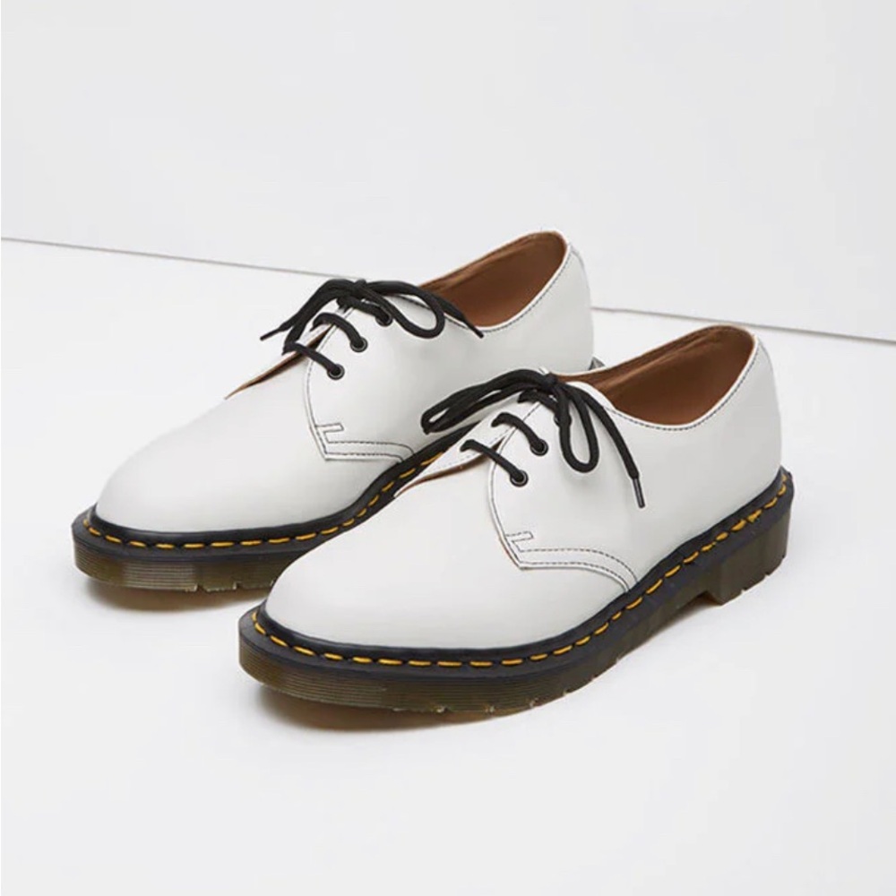 White Leather Lace-Up Shoes